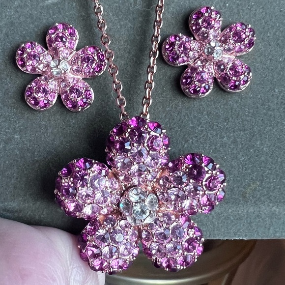 Nolan Miller Vintage Pink Floral Jewelry Set - Picture 1 of 4